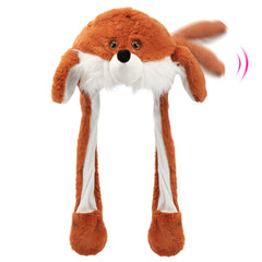 Bubblepompom fox hat with movable ears, front view for cute photos and cosplay