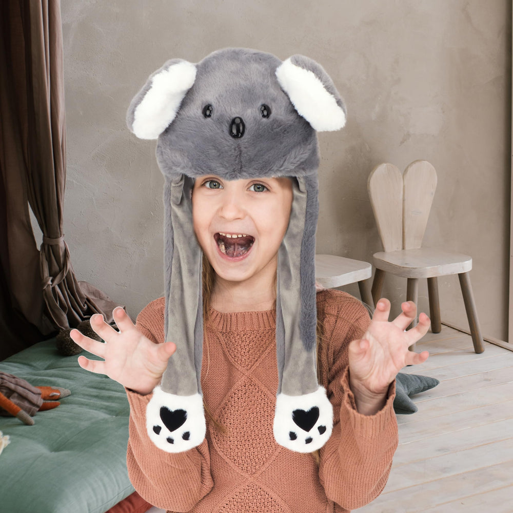 Bubblepompom Koala Hat worn by a child for cute street style.
