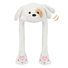 Bubblepompom Puppy Hat with Moving Ears showing movable ears for fun photos