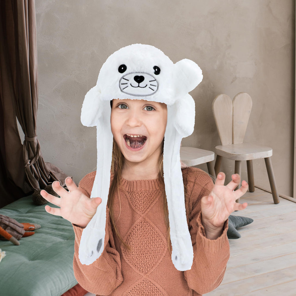 Bubblepompom Seal Hat worn by kids boosts party and cosplay charm
