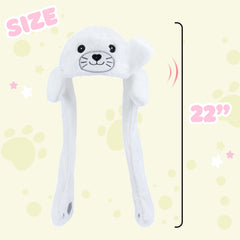 Bubblepompom Seal Hat paws press activates ear movement for amusing selfies