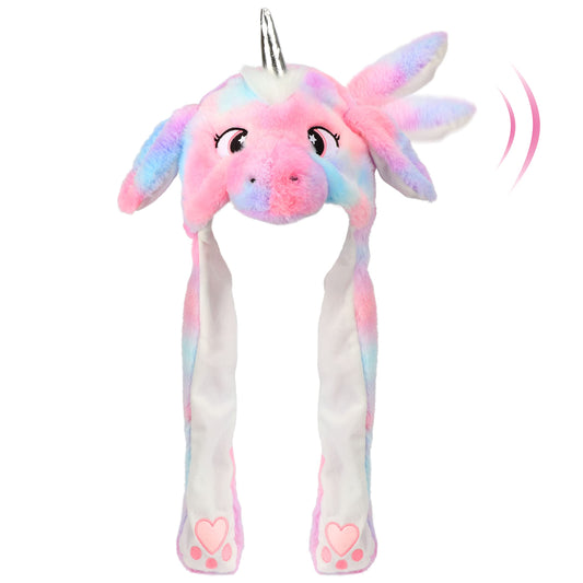 Bubblepompom unicorn hat with movable ears, ideal for playful photos and party cosplay.