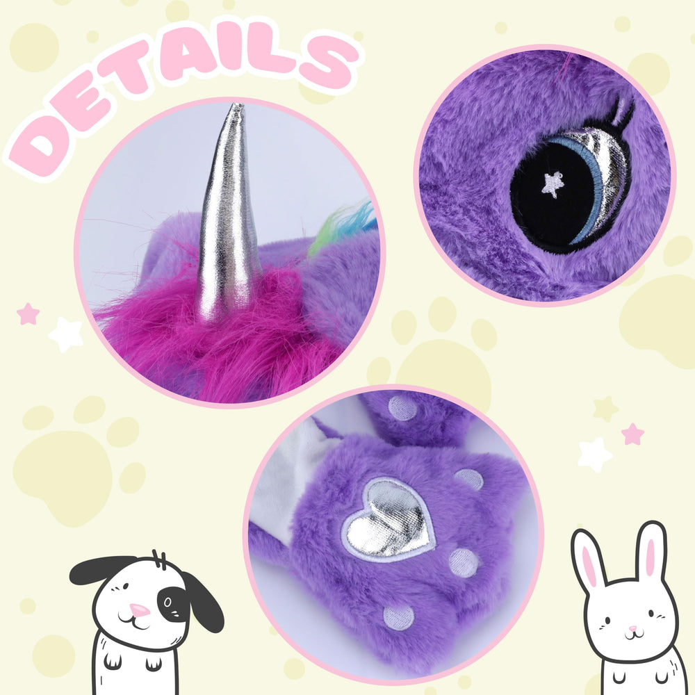Bubblepompom unicorn hat kid wearing purple for cute, photo-ready outfits