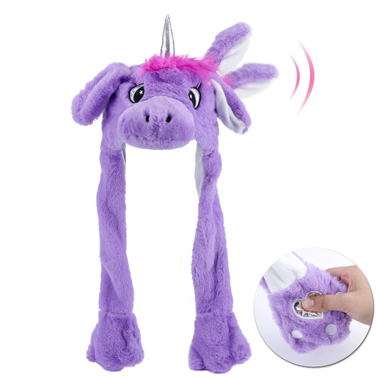 Bubblepompom unicorn hat close-up with movable ears for playful photos