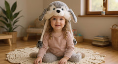 Bubblepompom wolf hat as gift option, ideal for kids and cosplay lovers.