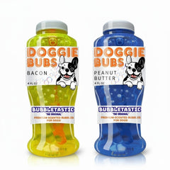 Bubbletastic bacon bubbles bottle showing bold aroma for dogs
