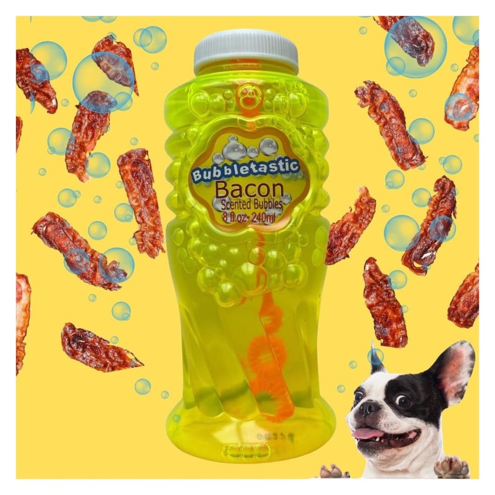 Bubbletastic 8oz bacon bubbles bottle included for quick setup and extended play.