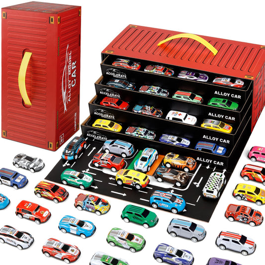 Bublonics 48-piece pull-back cars set in bright colors for imaginative play.