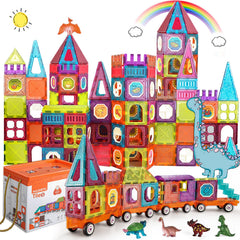 BUBUQE magnetic tiles train base assembly for sturdy, expandable play