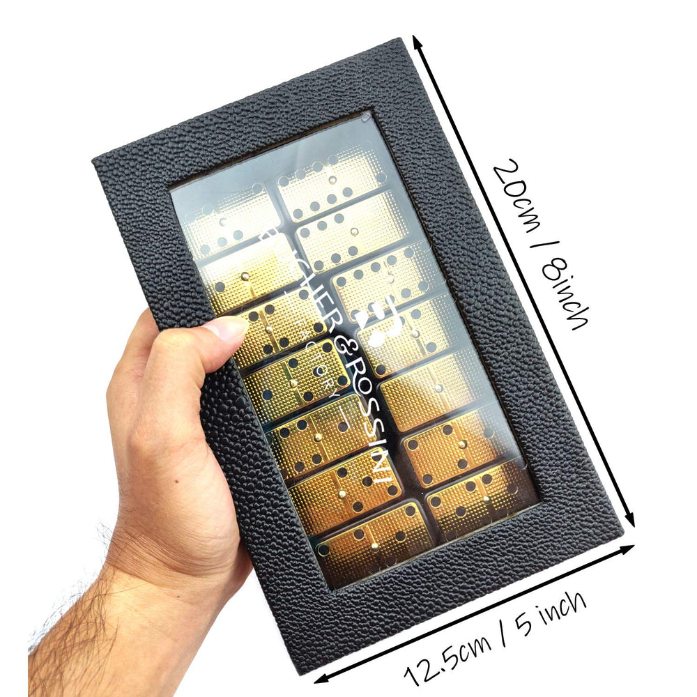Bucher&Rossini metal dominoes double 6 suit family game nights.
