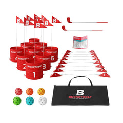 BucketGolf 9 Hole Bundle front view for quick outdoor setup