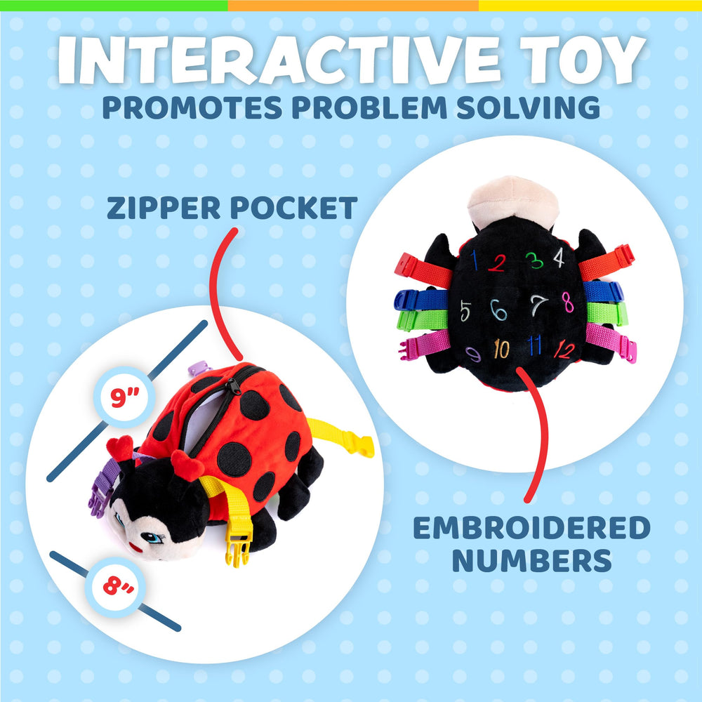 Becky Ladybug small-pouch: hidden pocket sparks curiosity during play.