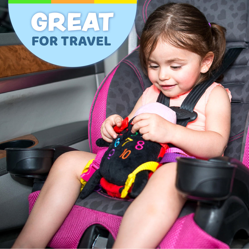 Becky Ladybug travel-clip: perfect companion for car rides and stroller time.