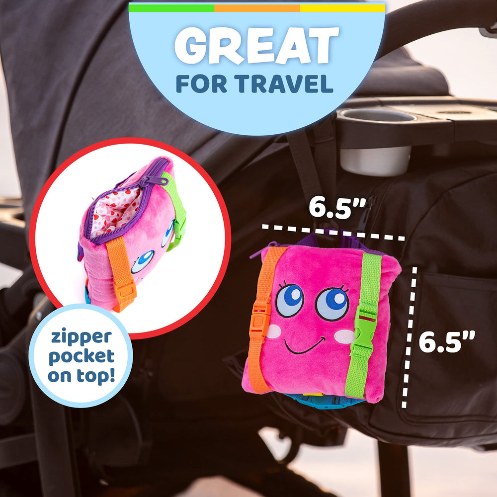 Buckle Toys Bella Square is a travel-friendly, calming toy for car journeys