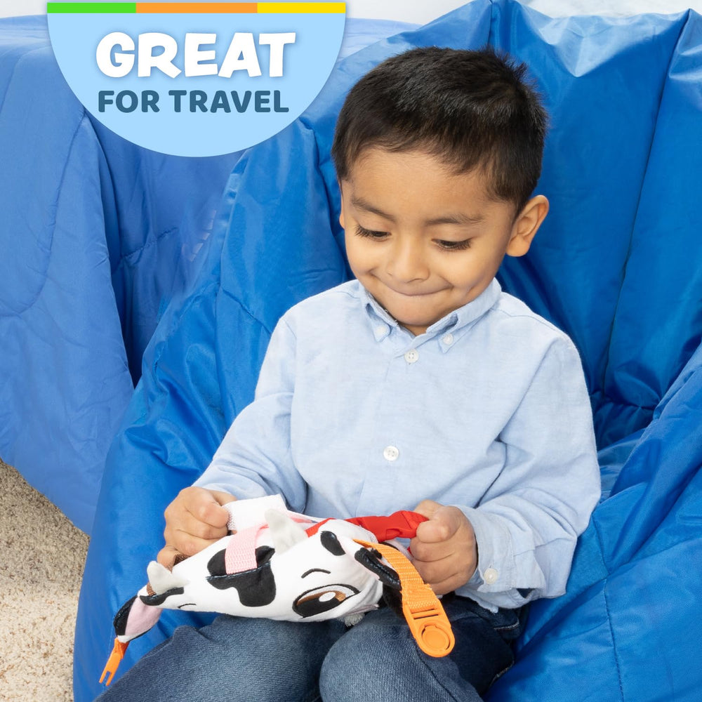 Buckle Toys Bessie Cow soft-pillow material feels gentle.