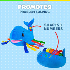 Six colorful buckles with varied clasps encourage problem solving and tactile skills.
