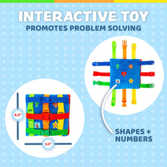 Buckle Toys Boomer Square six colorful buckles promote fine motor practice