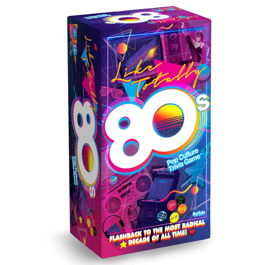 Buffalo Games Like Totally 80s card deck boosts retro trivia fun at gatherings.
