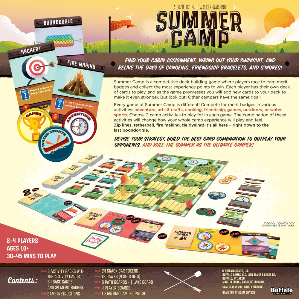 Buffalo Games Summer Camp base cards provide core options to build unique decks each round