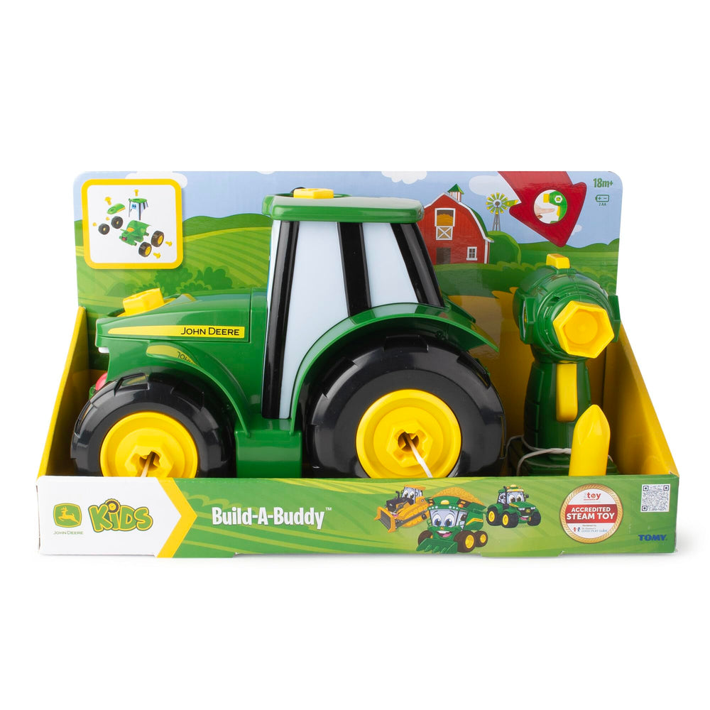 Gift-ready John Deere tractor set perfect for birthdays.