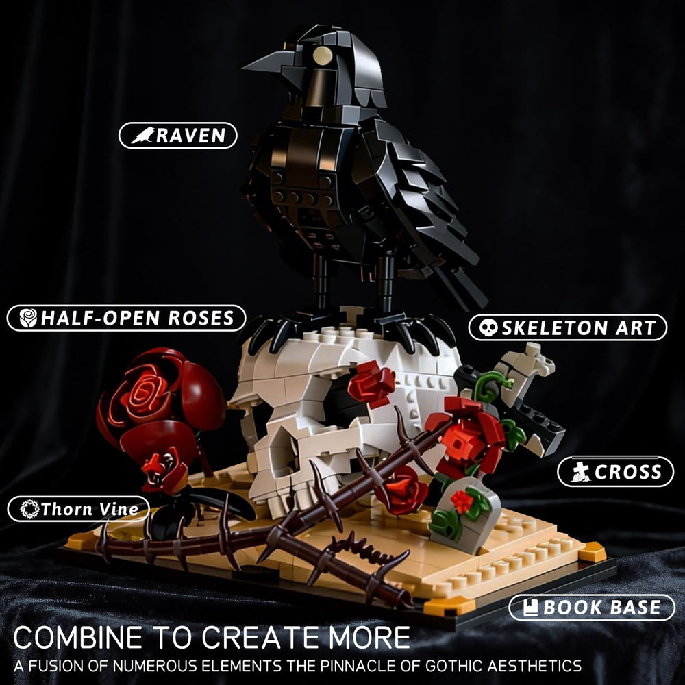 Buildify rose and thorn accents enhance gothic atmosphere.