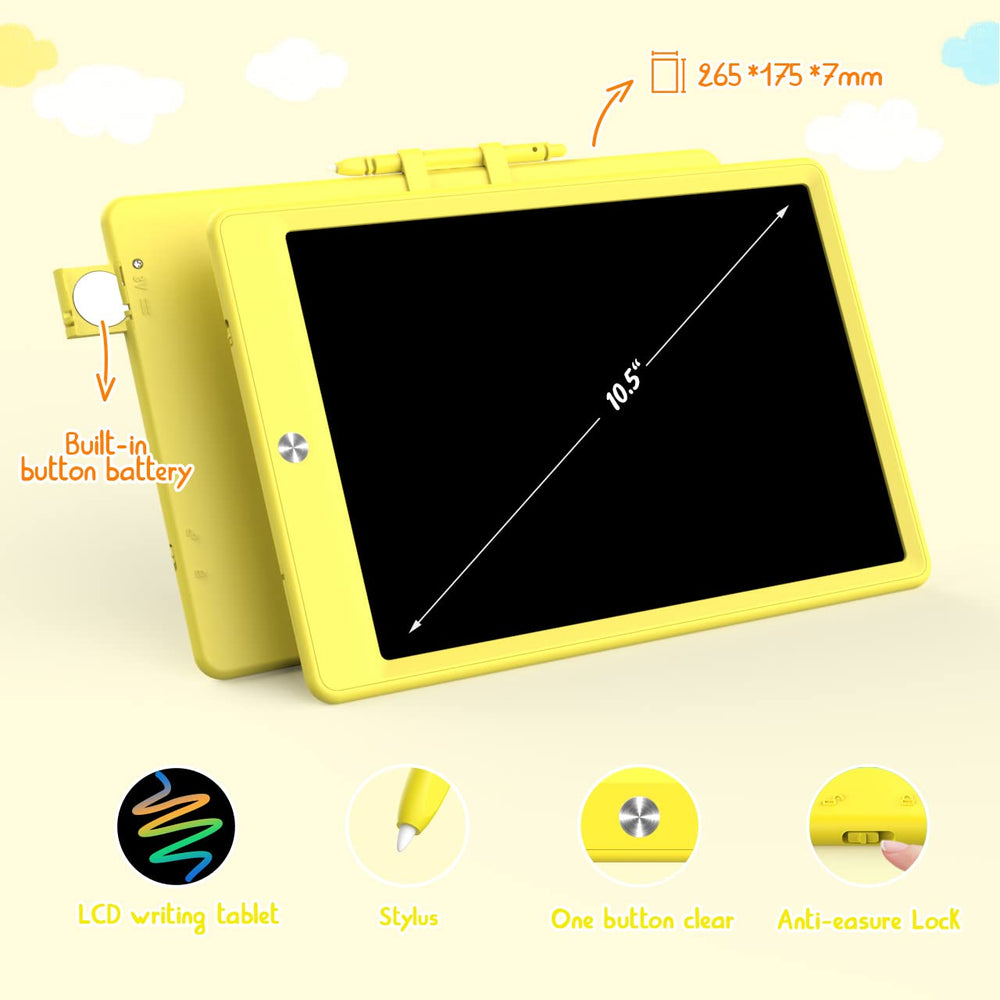 BUKEBU doodle board side view shows colorful lines and portability