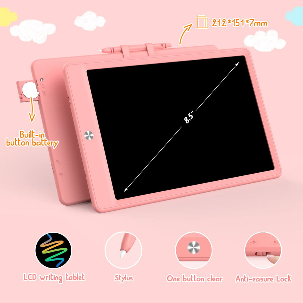 BUKEBU LCD writing tablet side view, lightweight design for travel