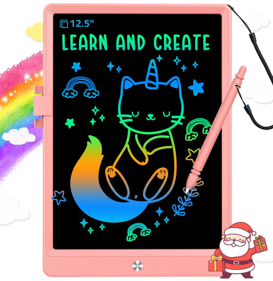 BUKEBU LCD writing tablet pink front view for kids' doodling and learning on the go