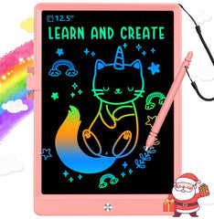 BUKEBU LCD writing tablet pink front view for kids' doodling and learning on the go