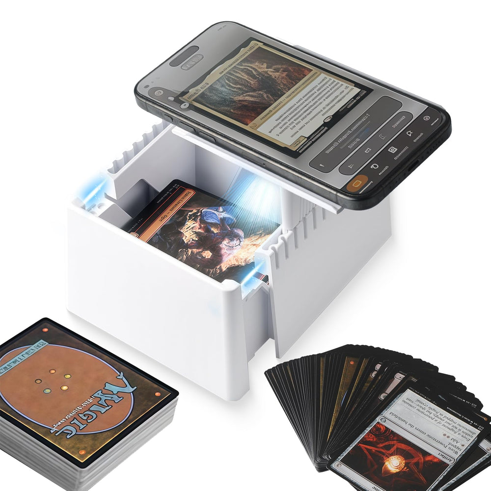 Buldoospok card scanner stand tilting base enables smooth card insertion for faster scans.