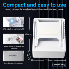 Buldoospok card-slot scanning area speeds card placement and capture.