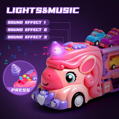 Bulucoben unicorn car includes 9 princess cars for imaginative adventures.