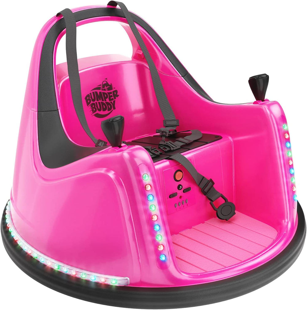 Bumper Buddy ride-on car front view with safe bumper protection for walls