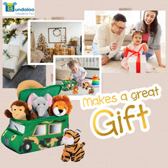 Bundaloo kids playing with plush jungle toys during pretend play