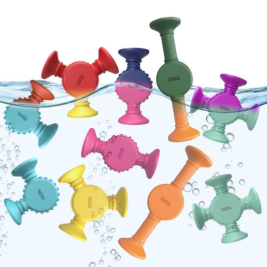 BUNMO bath toy suction for versatile bath play and stacking.