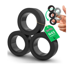 BunMo Magnetic Rings Black close-up showing strong N45 magnets for focused fidgeting.