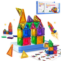 BunnyBoo Mini Tiles travel case opened, showcasing 42 pieces for on the go play.
