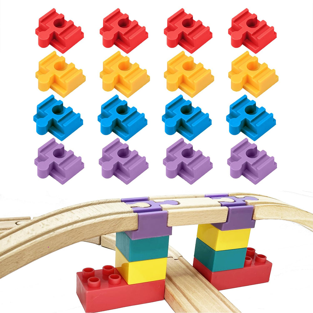 Bunu1492 wooden track connector 16-piece set shown for versatile layouts.
