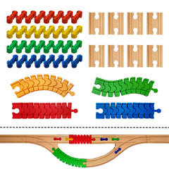 Bunu1492 wooden train track connectors enable versatile layouts for creative play.