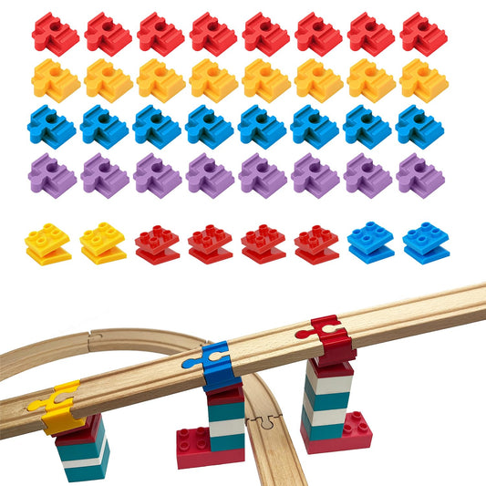 Bunu1492 wooden train track connectors in package, ready for quick setup and versatile play.