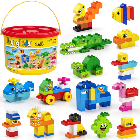 burgkidz big bricks bucket storage for easy cleanup after play.