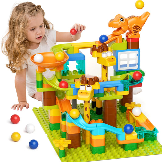 burgkidz dinosaur marble run dino slide for immersive STEM play