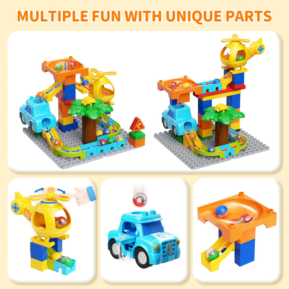 burgkidz Marble Runs variety of pieces supports creative layouts