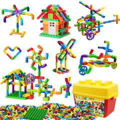 burgkidz stem-pipe-tube-set with colorful blocks for creative play and learning.