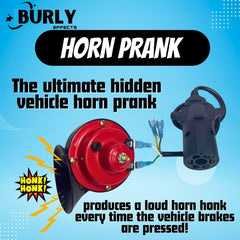 Brakes trigger the loud horn in the Burly Effects prank for surprising brake-induced laughs.
