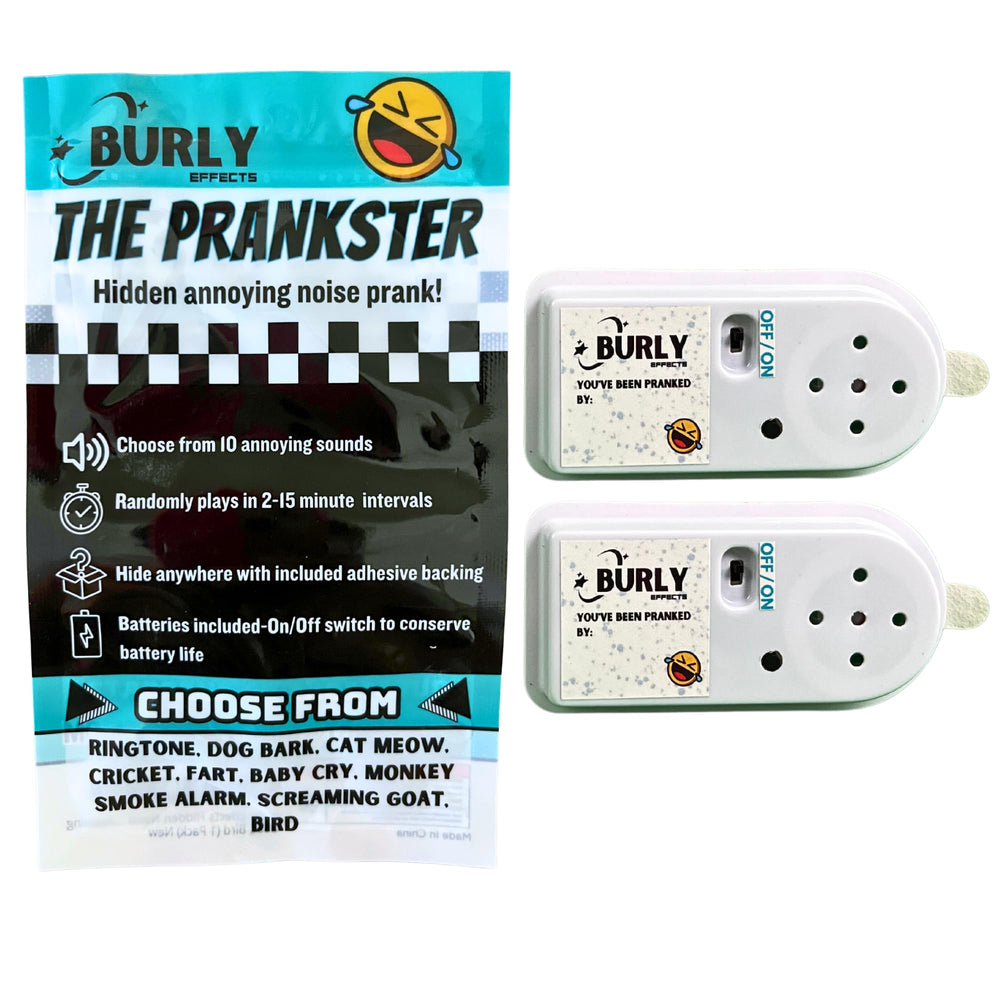 Burly Effects hidden-noise-maker 2-pack front view, compact prank device for discreet fun.