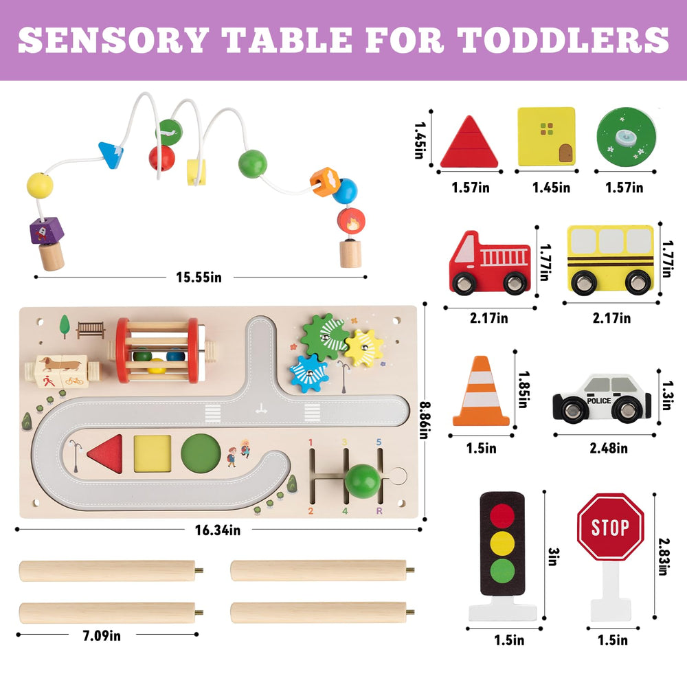 Busy Edition activity table shape sorter strengthens problem solving.