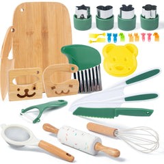 Busy Edition cutting board for kids—durable surface for real cooking practice.