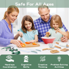 Busy Edition kids safe knife set vegetable peeler for easy prep by little hands.