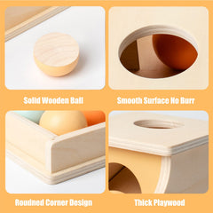 Busy Edition blue wooden ball aids visual tracking during play.